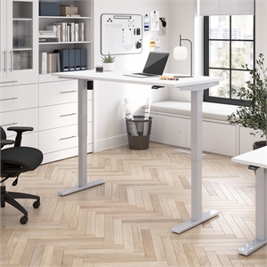 Pemberly Row 60W Adjustable Standing Desk in White - Engineered Wood