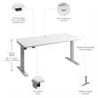 Pemberly Row 60W Adjustable Standing Desk in White - Engineered Wood