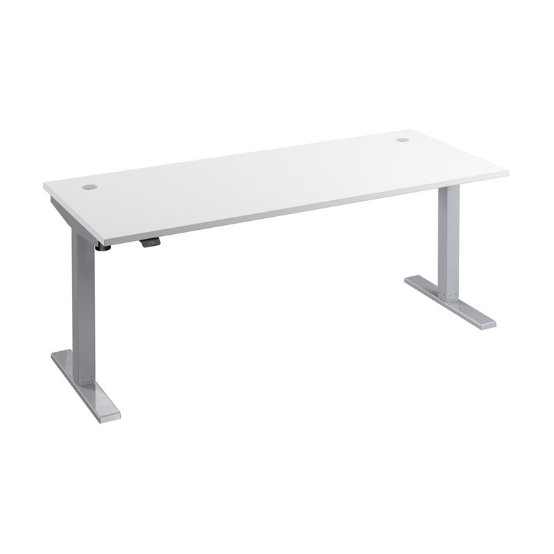 Pemberly Row 72W Adjustable Standing Desk in White - Engineered Wood