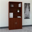 Pemberly Row 36W 5 Shelf Bookcase with Doors in Mahogany - Engineered Wood