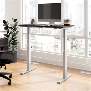 Pemberly Row 48W Adjustable Standing Desk in Storm Gray - Engineered Wood