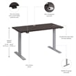 Pemberly Row 48W Adjustable Standing Desk in Storm Gray - Engineered Wood