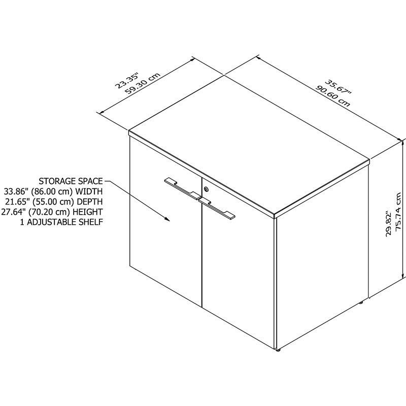 Pemberly Row 36W Storage Cabinet with Doors in Storm Gray - Engineered Wood