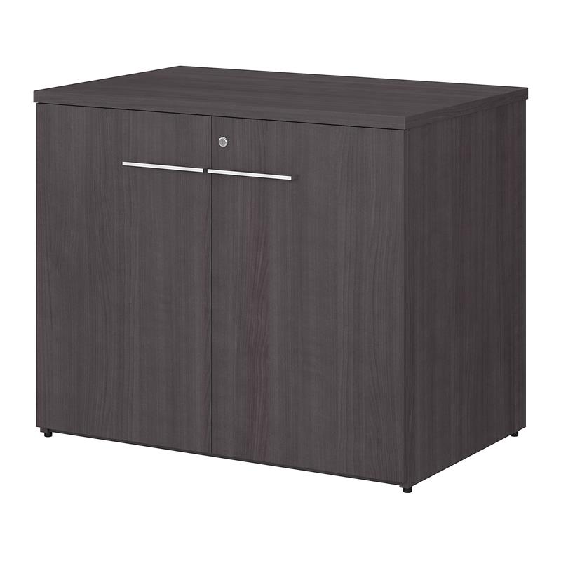 Pemberly Row 36W Storage Cabinet with Doors in Storm Gray - Engineered Wood