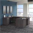 Pemberly Row 72W U Shaped Desk with Drawers in Storm Gray - Engineered Wood