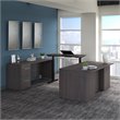 Pemberly Row Height Adjustable U Shaped Desk in Storm Gray - Engineered Wood
