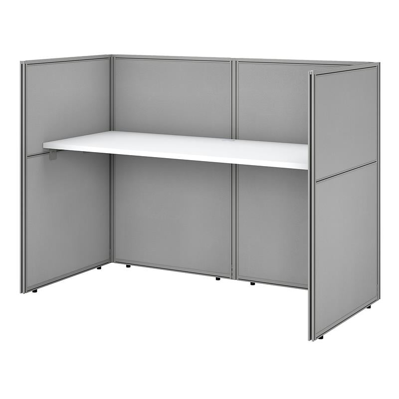 Pemberly Row 60W Cubicle Desk with 45H Closed Panels in White - Engineered Wood