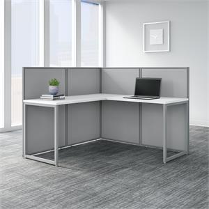 Pemberly Row Engineered Wood 60&quotW L Shaped Cubicle Desk with 45&quotH Panels - White