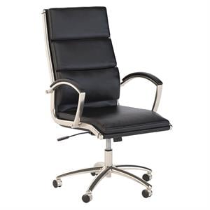 Pemberly Row High Back Contemporary Faux Leather Executive Chair in Black