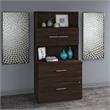 Pemberly Row Lateral File Cabinet with Hutch in Black Walnut - Engineered Wood