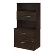 Pemberly Row Lateral File Cabinet with Hutch in Black Walnut - Engineered Wood