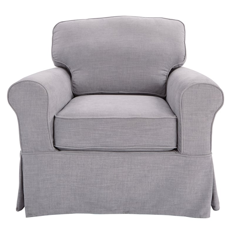 Pemberly Row Contemporary Chair with Fog Gray Fabric Slip Cover