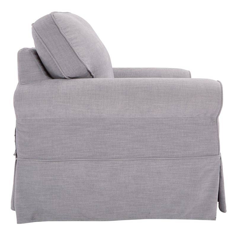 Pemberly Row Contemporary Chair with Fog Gray Fabric Slip Cover