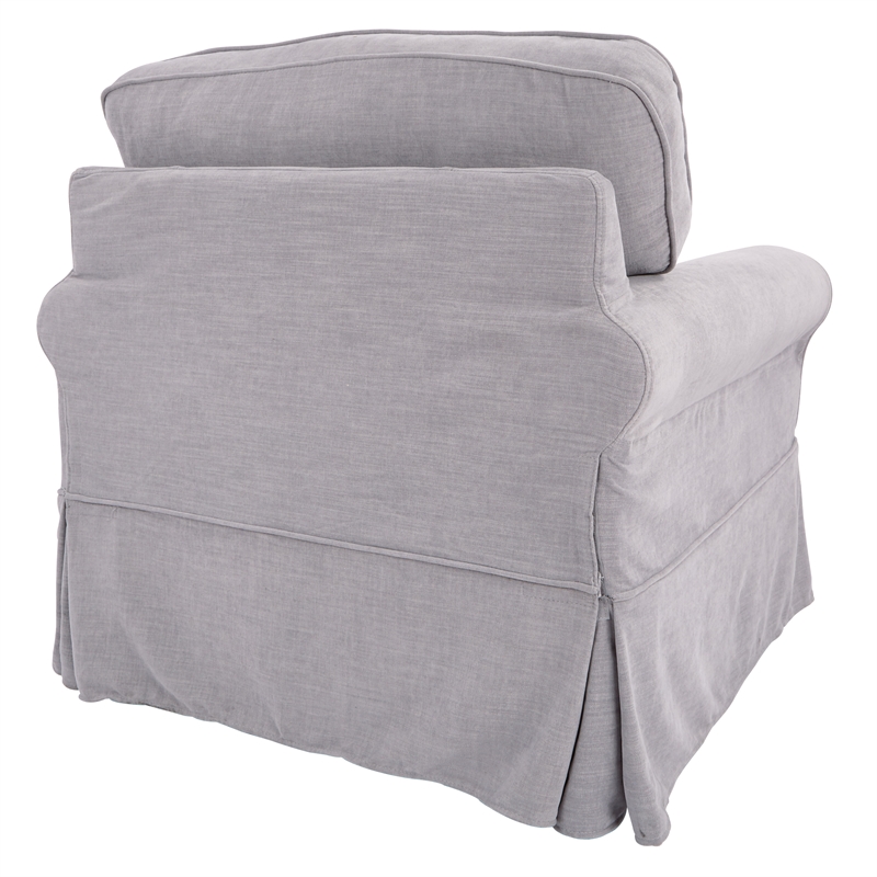 Pemberly Row Contemporary Chair with Fog Gray Fabric Slip Cover