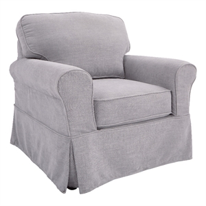 Pemberly Row Contemporary Chair with Fog Gray Fabric Slip Cover