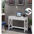Pemberly Row 42-Inch Desk with Charging Station in White Wood
