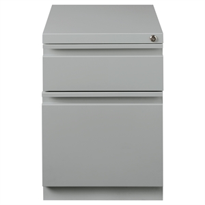 Pemberly Row 20&quotD Mobile Pedestal File 2-Drawer Filing Cabinet Box/File - Silver
