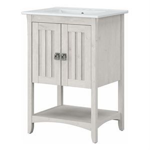 Pemberly Row 24&quotW Engineered Wood Bathroom Vanity with Sink in Linen White Oak