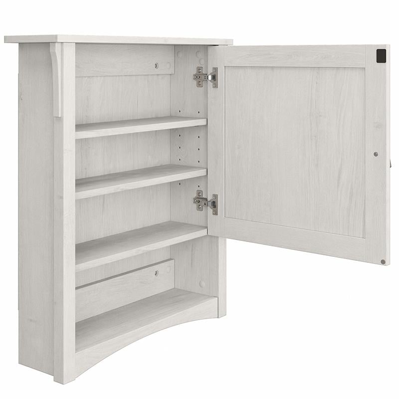 Pemberly Row Engineered Wood Bathroom Medicine Cabinet with Mirror - Linen White