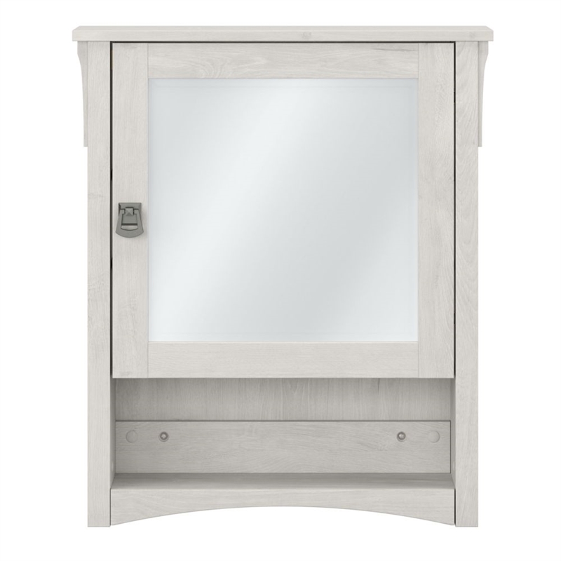 Pemberly Row Engineered Wood Bathroom Medicine Cabinet with Mirror - Linen White
