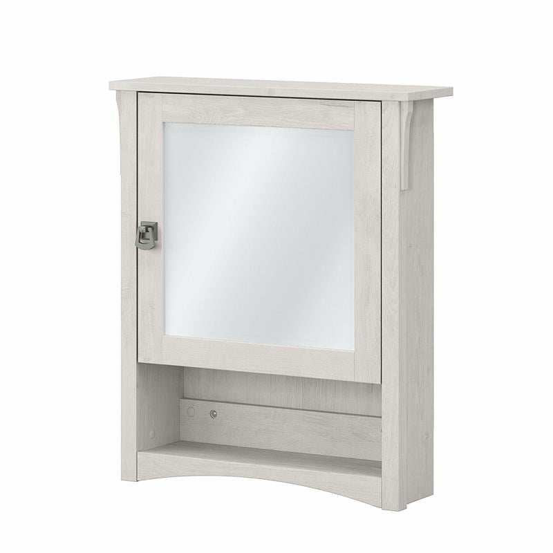 Pemberly Row Engineered Wood Bathroom Medicine Cabinet with Mirror - Linen White