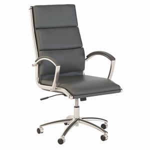 Pemberly Row High Back Faux Leather Executive Office Chair in Dark Gray