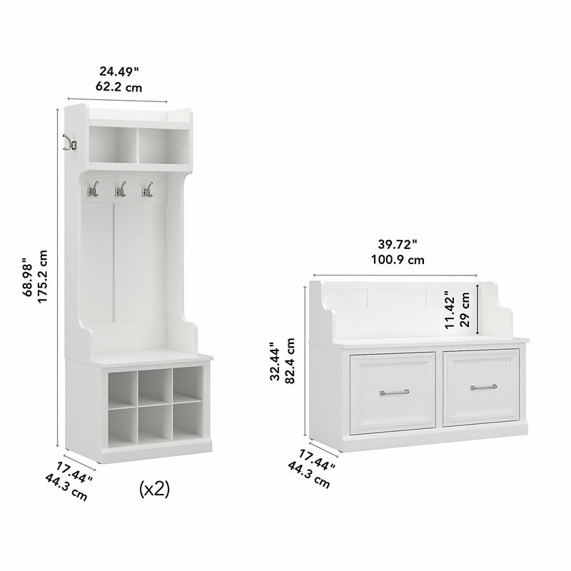 Pemberly Row Entryway Storage Set with Doors in White Ash - Engineered Wood