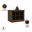 Pemberly Row 24W Small Shoe Bench with Shelves in Ash Brown - Engineered Wood