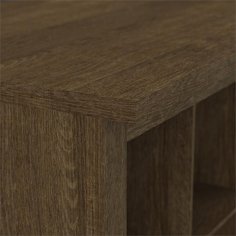 Pemberly Row 24W Small Shoe Bench with Shelves in Ash Brown - Engineered Wood