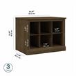 Pemberly Row 24W Small Shoe Bench with Shelves in Ash Brown - Engineered Wood