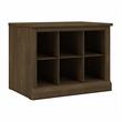 Pemberly Row 24W Small Shoe Bench with Shelves in Ash Brown - Engineered Wood
