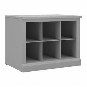 Pemberly Row 24W Small Shoe Bench with Shelves in Gray - Engineered Wood