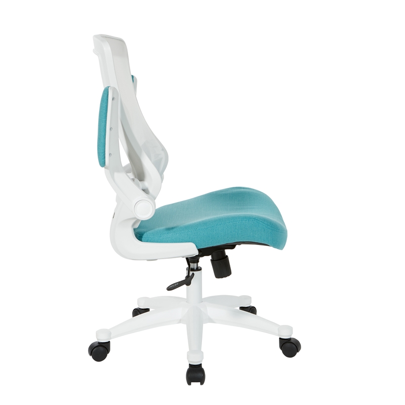 Pemberly Row White Screen Back Manager's Chair in White Turquoise Fabric