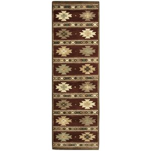 Pemberly Row 2'6&quot x 8' Tribal Burgundy/Tan/Khaki/Sage Hand-Tufted Rug
