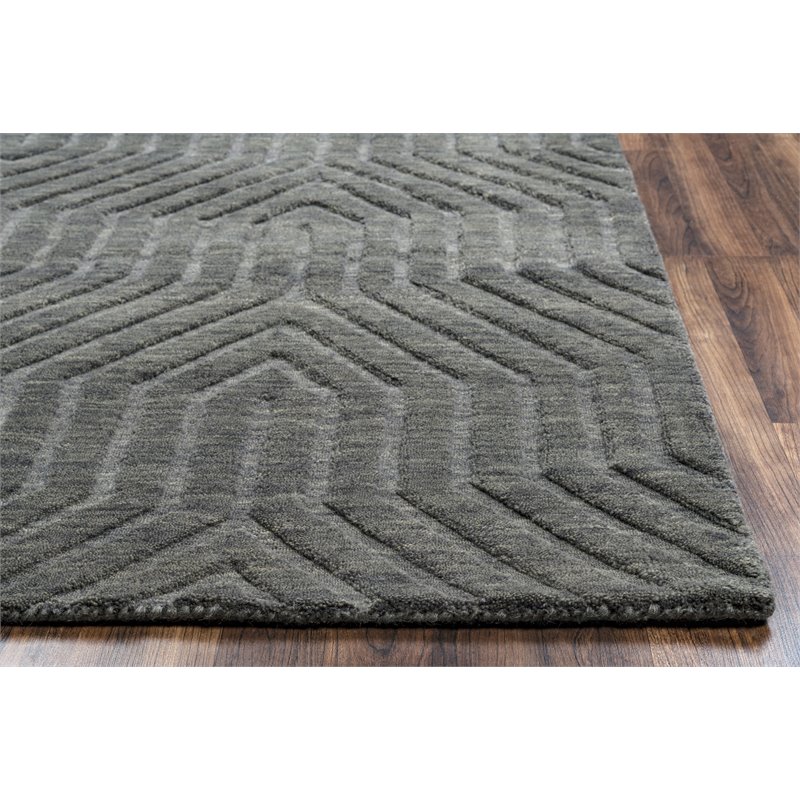 Pemberly Row Modern 5' x 8' Solid Dark Gray Hand Loomed Area Rug