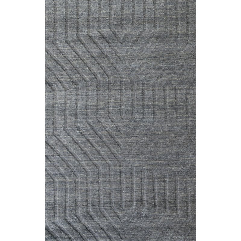 Pemberly Row Modern 5' x 8' Solid Dark Gray Hand Loomed Area Rug