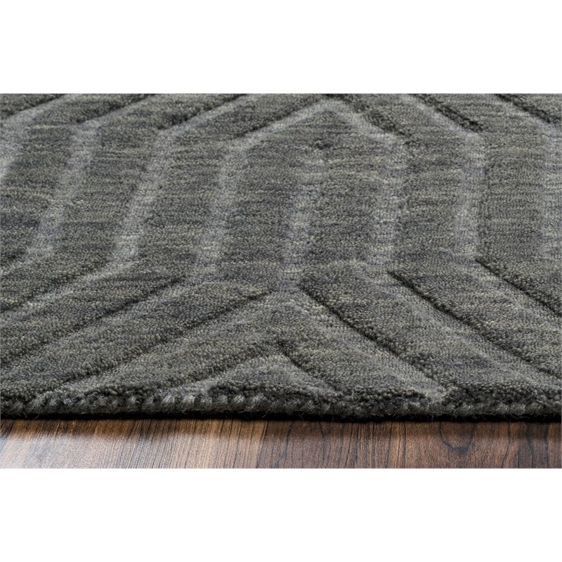 Pemberly Row Modern 5' x 8' Solid Dark Gray Hand Loomed Area Rug