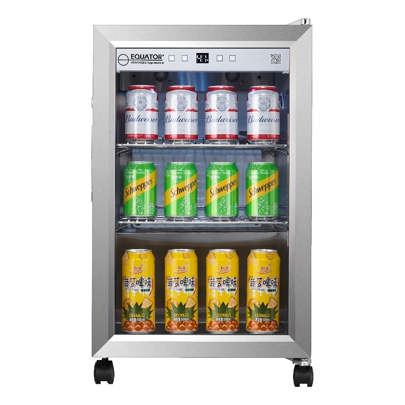 Pemberly Row Modern LED Display Outdoor Refrigerator in White