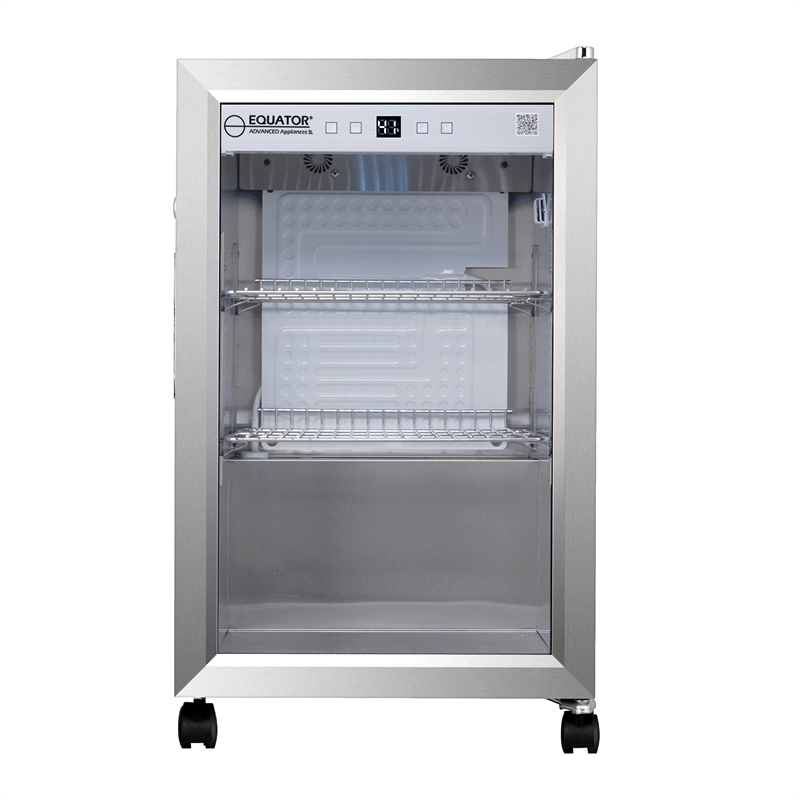 Pemberly Row Modern LED Display Outdoor Refrigerator in White