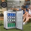 Pemberly Row Modern LED Display Outdoor Refrigerator in White