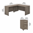 Pemberly Row 60W L Shaped Desk with Drawers in Modern Hickory - Engineered Wood