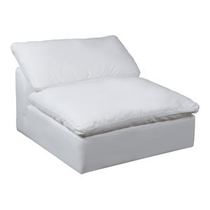 Pemberly Row Modern 44&quot Fabric Slipcovered Armless Chair in White