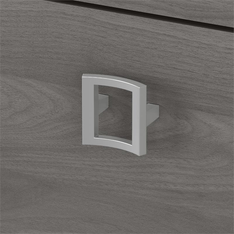Pemberly Row Wood L Shaped Desk with Mobile File Cabinet - White & Gray