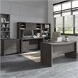 Pemberly Row 60W Credenza Desk in Charcoal Maple - Engineered Wood