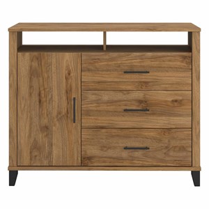 Pemberly Row 3 Drawer Dresser TV Stand in Fresh Walnut - Engineered Wood