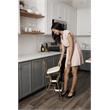 Pemberly Row Retro Chair + Step Stool with Flip-Up Seat in Gold and Cream