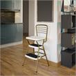 Pemberly Row Retro Chair + Step Stool with Flip-Up Seat in Gold and Cream