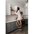 Pemberly Row Retro Chair + Step Stool with Flip-Up Seat in Gold and Cream