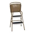 Pemberly Row Retro Chair + Step Stool with Flip-Up Seat in Gold and Cream