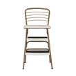 Pemberly Row Retro Chair + Step Stool with Flip-Up Seat in Gold and Cream